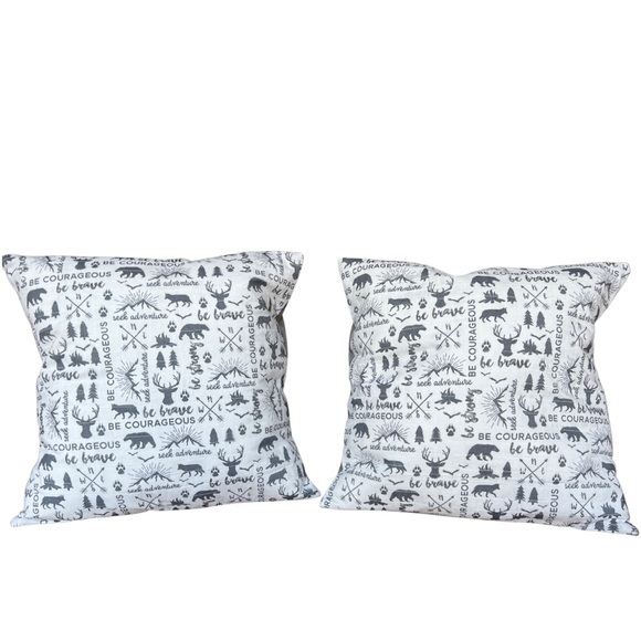 NWOT *BE BRAVE Be Courages Seek Adventure Woodland Themed 15x15 throw pillows. - Picture 4 of 4